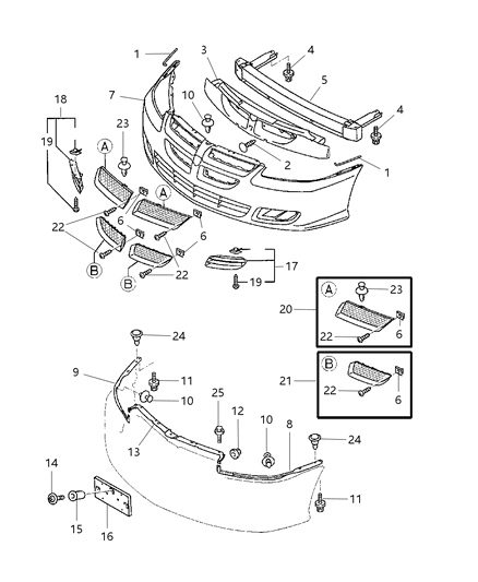 Clip Front Bumper Diagram for MU000695