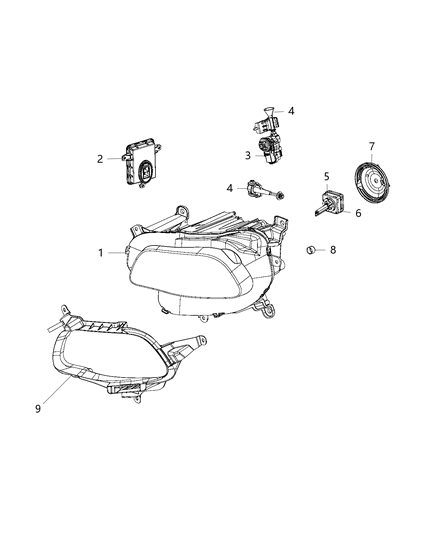 Headlamp Diagram for 68102848AE