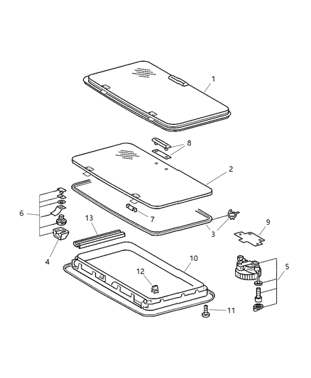 Frame Sunroof Diagram for 5124714AA