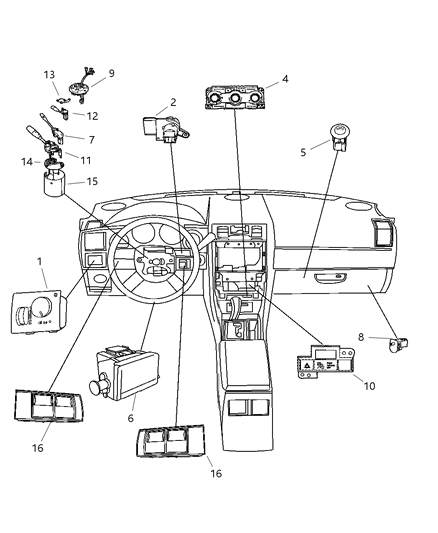 Control A/C And Heater Diagram for 4596495AD