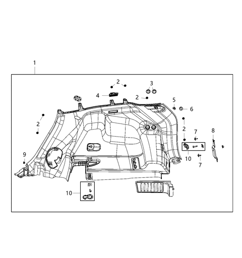 2021 Jeep Cherokee Panel Quarter Trim Lower Diagram for 6SR93DX9AE