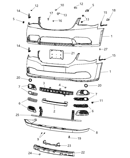 Bracket License Plate Diagram for 68217847AB