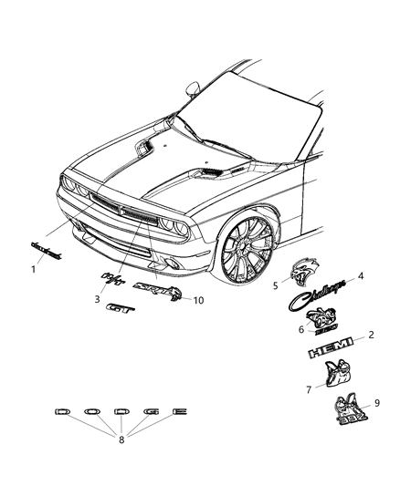 Nameplate Challenger Diagram for 68394593AB