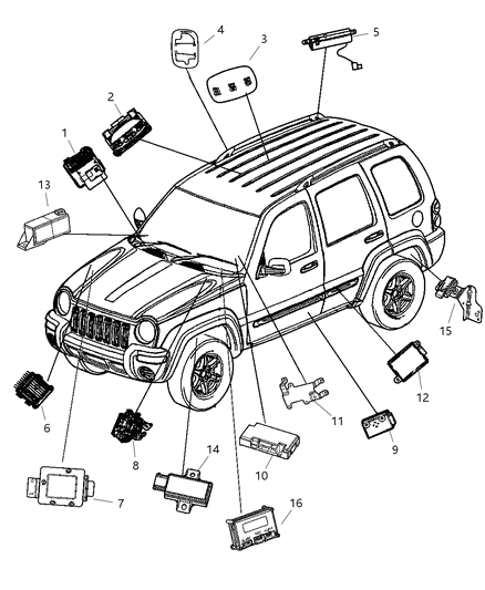 Module Overhead Console Diagram for 56010520AD