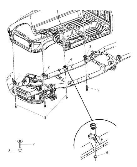 2007 Dodge Sprinter 3500 Cushion Body Hold Down Diagram for 68090735AB