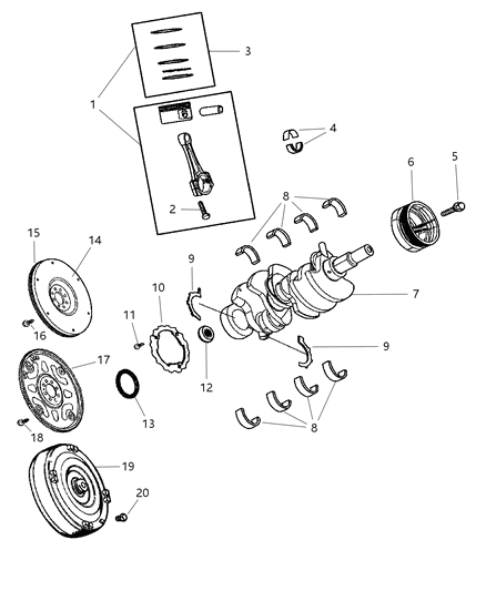 2011 Dodge Challenger Sleeve Crank Shaft Pilot Diagram for 4736483AA