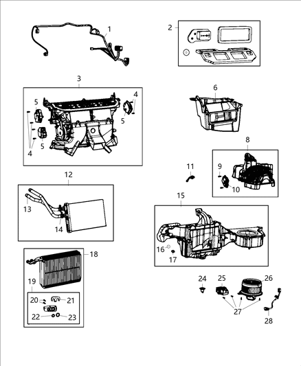 Evaporator A/C With Tubes, Expansion Valve, And Seal Diagram for 68385097AB
