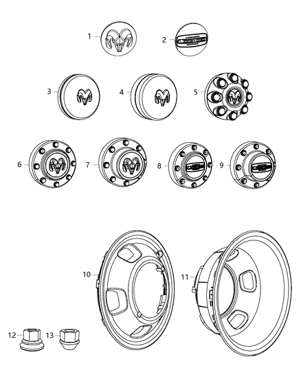 Cap Wheel Center Rear Diagram for 1AB04S4AAB