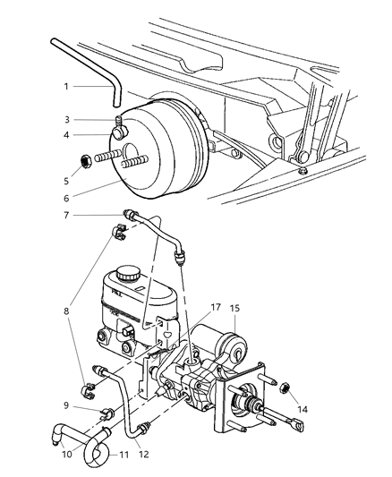 Bracket Brake Booster Diagram for 68001251AA