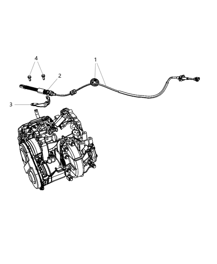 2009 Chrysler Sebring Cable Gearshift Control Will Include Grommet Diagram for 4721942AA