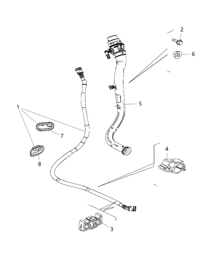2006 Jeep Commander Tube Fuel Filler Clamp for Hose to Tank Assembly Diagram for 68472081AA