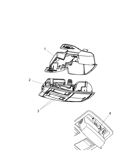 1993 Dodge B150 Bezel Overhead Console Diagram for 1AH29XDVAB