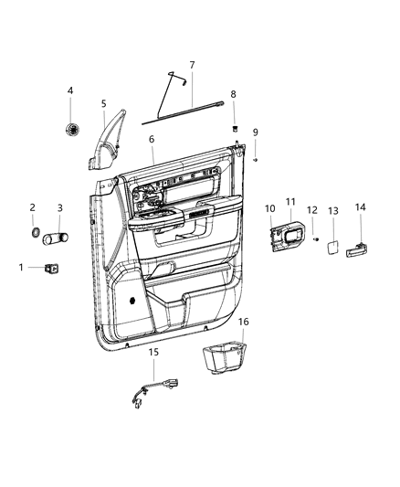 1987 Dodge Shadow Panel Front Door Trim Diagram for 7CT811X7AA