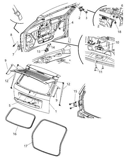 Weatherseal, Liftgate Diagram for 68029995AC