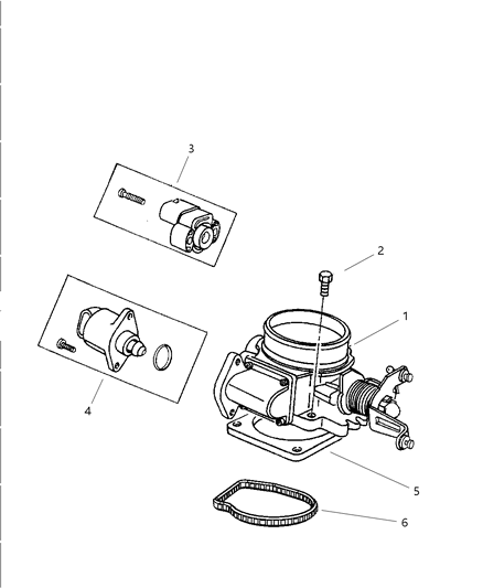 2003 Jeep Wrangler Gasket, Throttle Body To Intake Manifold Diagram for 53007543
