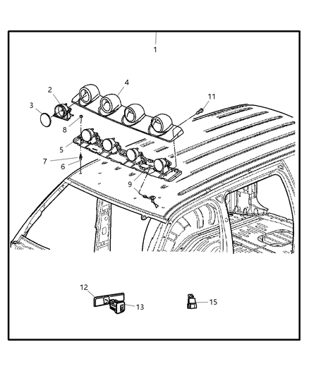 2005 Jeep Liberty Cover Light Bar Support Diagram for 5HZ08RXFAH