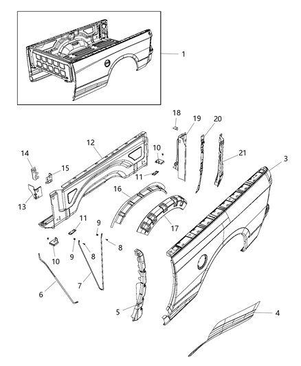 2006 Jeep Liberty Panel Box Side Inner Diagram for 68249353AA