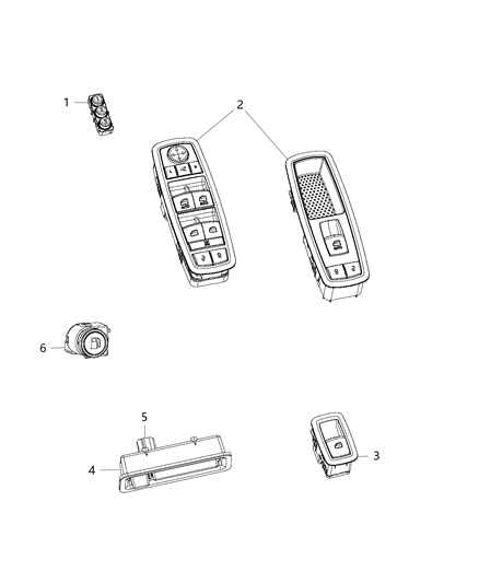 Switch And Bezel Front Door Diagram for 68271203AA