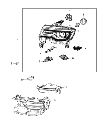 Headlamp Diagram for 68266655AG