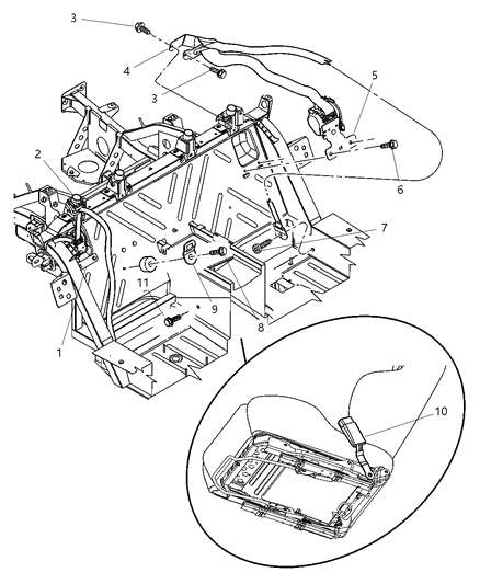 2004 Dodge Viper Turning Loop Seat Belt Diagram for 5029126AB