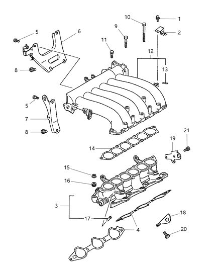 Nipple, Inlet Manifold (4) Diagram for MD305458
