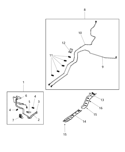 2008 Jeep Commander Shield Fuel Line Diagram for 68322227AA