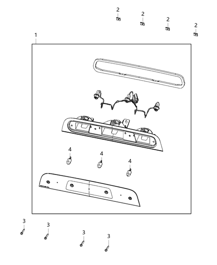 1985 Dodge Ramcharger Lamp Center High Mounted Stop Diagram for 68444540AB