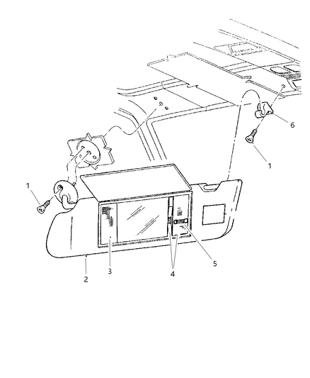 1988 Dodge Colt Visor Illuminated Diagram for 5FK66RT6AB