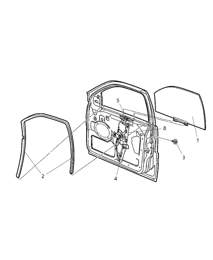 2020 Jeep Grand Cherokee Regulator Front Door Window Diagram for 55363286AA