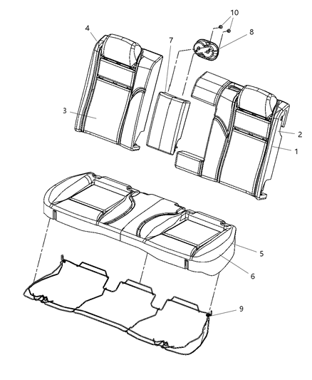 Cover Rear Seat Cushion Diagram for 5RU33JRRAA