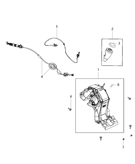 Cable Gear Selector Diagram for 68184469AB
