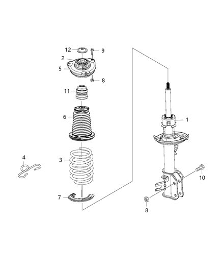 2012 Jeep Grand Cherokee Strut Front Suspension Diagram for 68290233AB