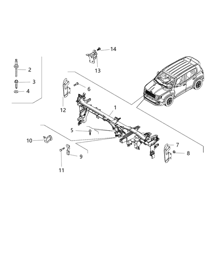 2015 Jeep Renegade Reinforcement Instrument Panel Diagram for 68269890AA