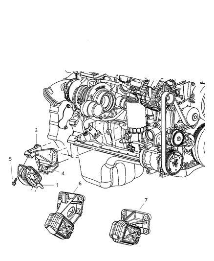 Bracket Engine Mount Diagram for 52121815AB