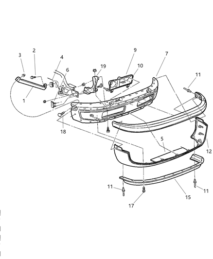 2005 Chrysler Crossfire Shield Sight Radiator Grille To Upper Crossmember Diagram for 55076786