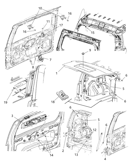 Latch Lift Gate Glass Diagram for 4589648AA