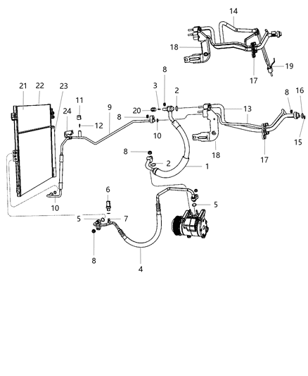 Line A/C Liquid Includes: Seals, Cap, Valve Core Diagram for 68217213AA