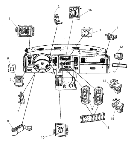 1990 Chrysler Imperial Bezel Switch Diagram for 1JB94DX9AA