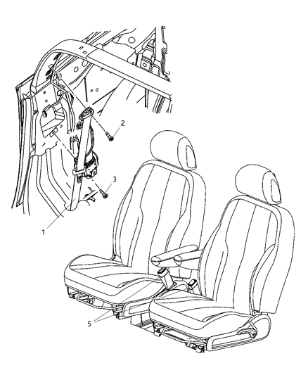 2007 Chrysler PT Cruiser Seat Belt Front Outer Diagram for ZF38DK5AD