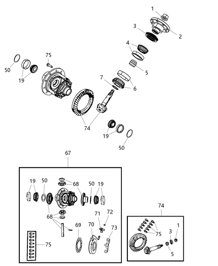 Bearing Kit Differential Side Diagram for 68398735AA