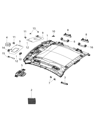 Handle Grab Bulb Not Serviced Separately, Driver Side Diagram for 1TN63DX9AC