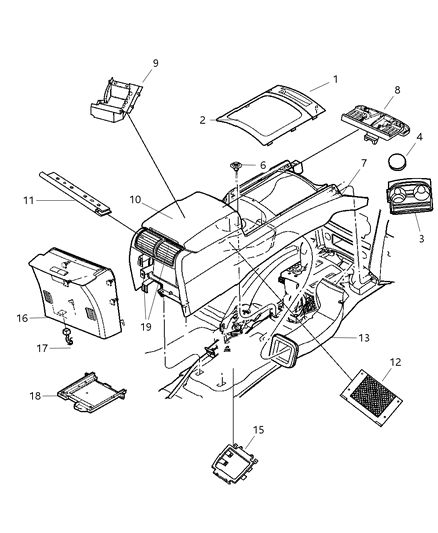 Cap Floor Console End Diagram for 1JN741DVAA
