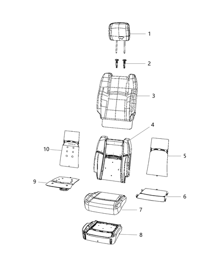 1984 Jeep Cherokee Cover Front Seat Back Diagram for 6VA72BD3AA