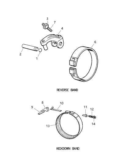 Lever Reverse Band Diagram for 4531226AB