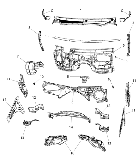 2020 Jeep Wrangler Silencer Plenum And Dash Panel Diagram for 5058934AD