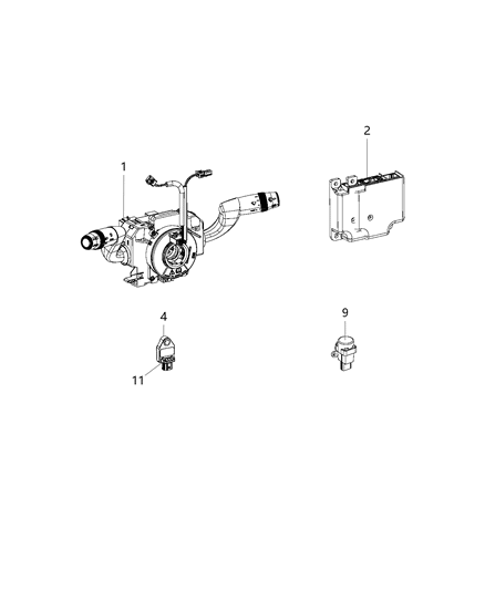 2000 Jeep Cherokee Air Bag Control Module, Occupant Restraint Assembly Diagram for 68303232AA
