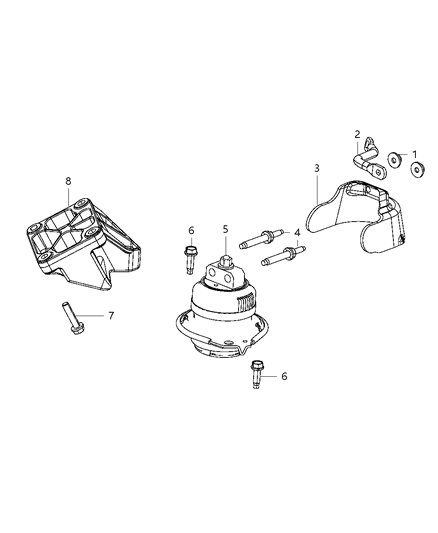 1994 Dodge B150 Engine Mount Right Diagram for 68062142AF