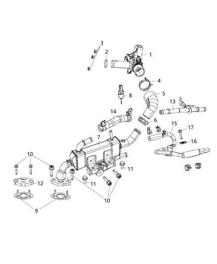 2020 Jeep Wrangler Cooler EGR Diagram for 5281409AE