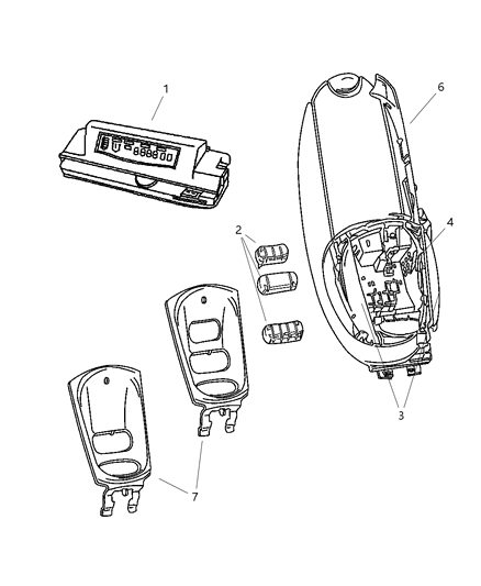 2007 Chrysler Town & Country Face Plate Console Diagram for 5093489AA