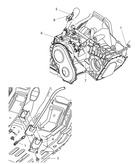 2005 Chrysler PT Cruiser Cable Gearshift Control Diagram for 5274750AE
